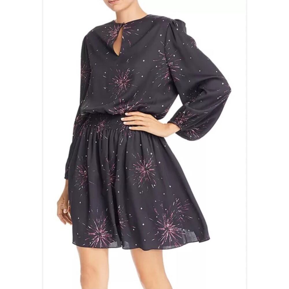 NWOT Joie Ramia Dress Smocked Long Sleeve Fireworks New Years M